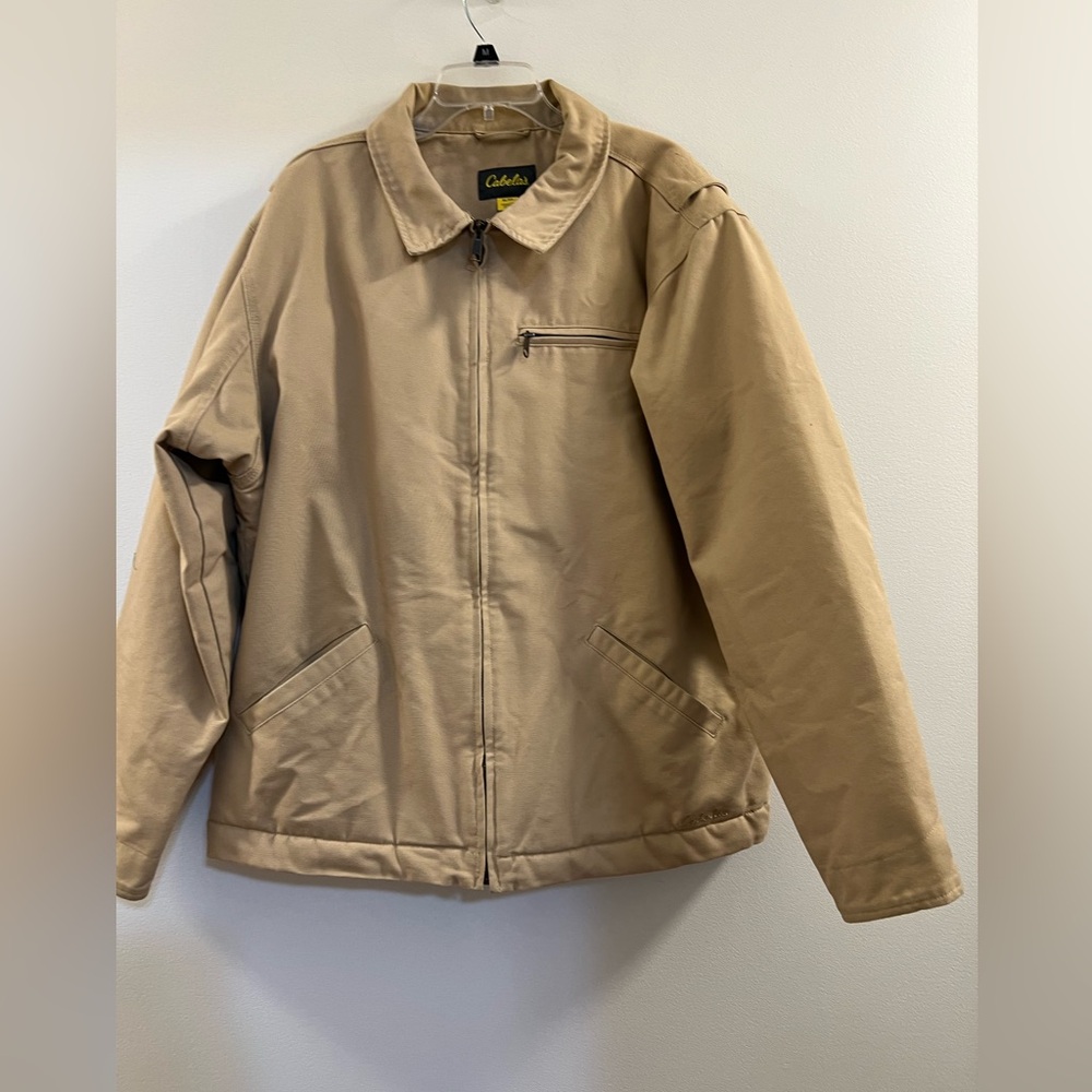 Cabela Mens duck brown zipper jacket Thinsulate faux sherpa lined